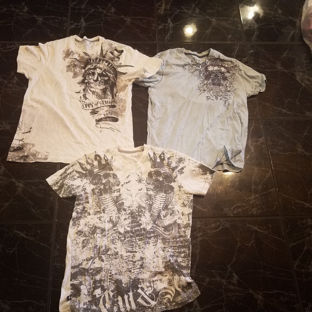 Lot of 3 Marc Ecko T-shirts 2 Med- 1 small